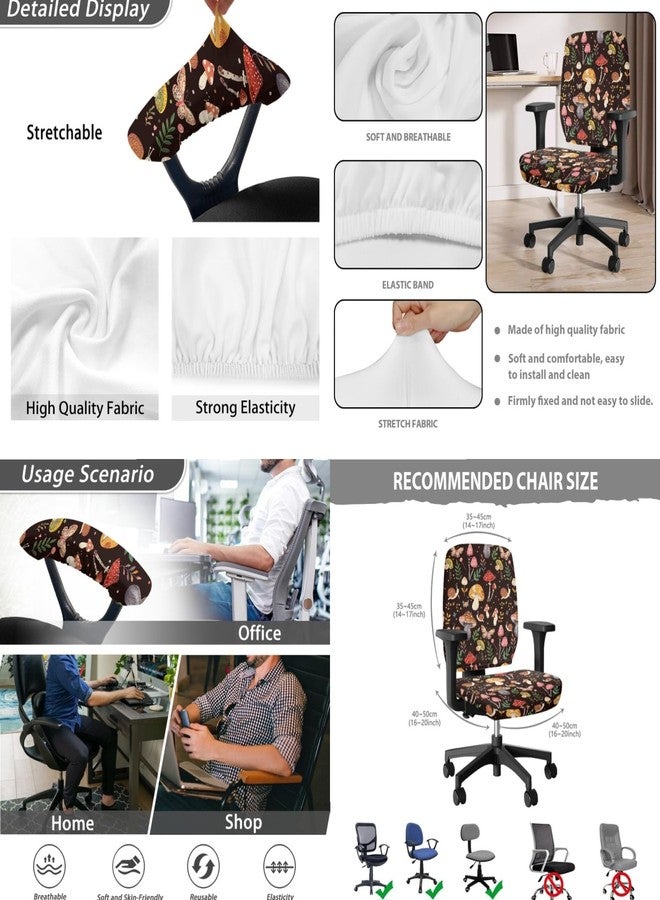 Wanzuoeng Mushroom Butterfly Print Office Desk Chair Seat Cover with Armrest Covers, Stretchable Office Chair Seat Cover Removable Computer Chair Back Covers, Dustproof & Non Slip - Image 5